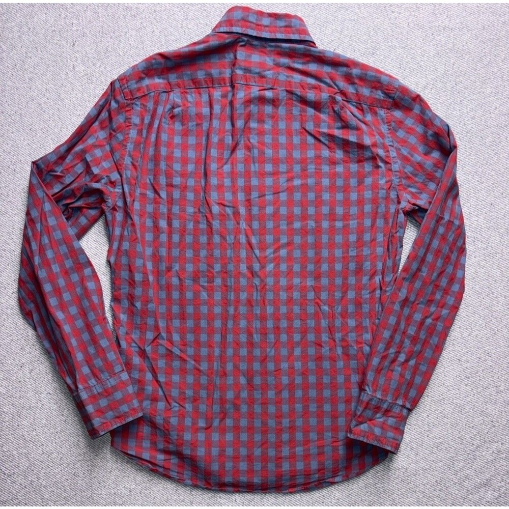 J.Crew "Flex Washed" Slim Untucked Gingham Shirt - Mens Size S - Red And Blue - Picture 3 of 8